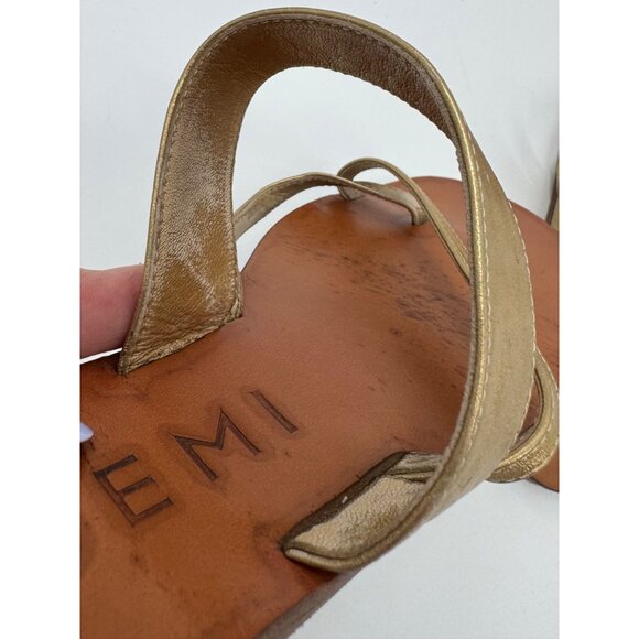 M. Gemi The Medio Metallic Gold Leather Sandals Size 40 or US 9 Flat Slip-On Mad - Picture 8 of 11